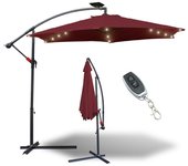 Sombrilla voladiza 3m sombrilla con led aluminio sombrilla giratoria jardín terraza balcón rojo