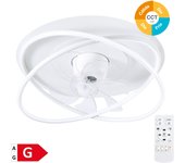 Ventilador techo rotativo dc con luz cct regulable y mando ø50 7 aspas blanco