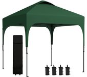 Cenador plegable outsunny acero, tela oxford verde oscuro 253x253x268 cm