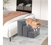 Escalera antideslizante para perros mayores de 3 peldaños, con almacenaje, cada peldaño plegable, rampa ideal para cama y sofá (38 x 51 x 45 cm)