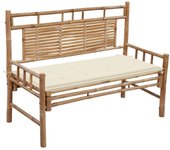 Banco de jardín con cojín bambú 120 cm
