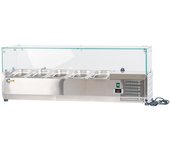 Cleiton® vitrina de ingredientes refrigerada 120x33x44 cm de acero inoxidable 5 cubetas gn 1/4 | nevera de ingredientes con termostato digital dixell