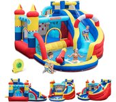 Trampolín inflable, inchable infantil interior exterior, cosido de material extra rueso, ninos adecuado de 3 a 12 años, con tobogán, tranmpolina, pisc