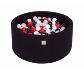 Meowbaby piscina de bolas, round seca para niños, negro : gris/rojo/blanco, 300 pcs, 90x40cm
