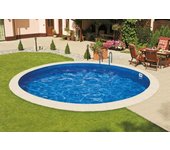 Piscina ibiza redonda enterrada 4,6x1,2m gris espesor de pared 0,6 mm,liner,skimmer,tapiz suelo,railes y orificios para skimmer y backjet.