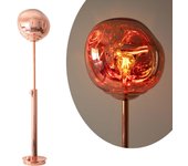 Lámpara de pie de diseño magama – altura ajustable, bola de acrílico efecto magma metalizado, e27, acabado cobre rosado