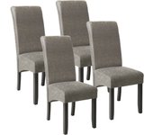 Juego de 4 sillas con patas negras, asiento salón, cocina comedor, elegante diseño cuadrado, gris 08_0000129