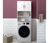 Mueble lavadora blanco con puertas y baldas
