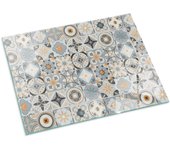 Placa de cristal para chimenea, zócalo protector de chimenea, diseño moderno | 80x60 | rectángulo | patrones de mosaico en azulejos