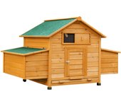 Gallinero de madera exterior pawhut madera de abeto madera natural 150x100x96.5 cm d51-065v01