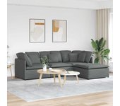 Vidaxl sofá modular con reposapiés y cojines de tela gris oscuro