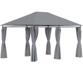 Cenador de jardín outsunny acero, poliéster gris 398x272x192 cm