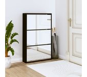 Vidaxl mueble zapatero con espejo 3 niveles negro 63x17x102,5 cm