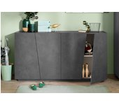 Aparador owen, aparador de cocina de 4 puertas, buffet de salón, 100% made in italy, 159x43h86 cm, pizarra