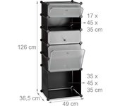 Mueble zapatero con 6 compartimentos 126 cm plástico negro 13_0001636_2