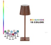 Lámpara de mesa táctil led colores rgb+4000k recargable bar restaurante marrón
