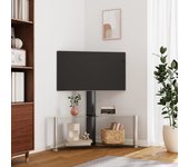 Vidaxl mueble tv esquina 2 niveles para 32-70 pulgadas negro plateado