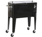 Nevera de jardín con ruedas de 56 litros de acero negro mb-200846