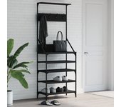 Vidaxl perchero con zapatero negro 70x34x184 cm