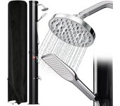 Ducha solar con ducha de pie ducha de verano ducha de piscina ducha de jardín ducha de mano 40l con cubierta de lluvia y ducha de mano