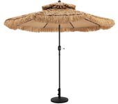 Sombrilla de paja de polietileno con techo inclinable - sombrilla de paja estilo hawaiano tropical con 8 varillas - para patio/terraza/jardín (con sop