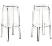 Juego de 2 taburetes de bar apilables diseño moderno plástico transparente 10_0000231