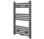 Vidaxl calentador de toallas de agua caliente con riel recto gris 500x764 mm