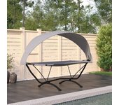 Vidaxl tumbona de jardín con dosel de acero y tela oxford gris