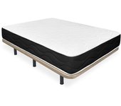 Pack base tapizada flora beige + colchón viscoblack - viscoelástico - reversible invierno/verano , 135x190cm [envío y subida a domicilio incluida]
