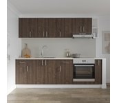 Set cocina haaus karo v17, roble bronce/blanco, encimera thermo 28 mm, l 420 cm