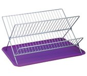 Escurreplatos plegable con bandeja de acero cromado morado msv