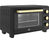 Mini horno 16 l 1400w mini horno 100-230°c 60 min. temporizador con parrilla y bandeja para hornear, bandeja recogemigas negra