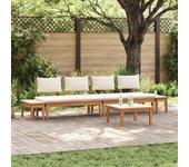 Juego de bancos de jardín vidaxl de 5 piezas con cojines de madera maciza de teak, juego de bancos de jardín vidaxl de 2 piezas de madera maciza de te
