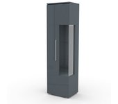 Vitrina alta de diseño con iluminación colección bombay. color gris brillante. apertura a la izquierda.