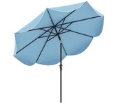 Sombrilla patio 280 cm manivela inclinación bordes rizados sombrilla mercado 2 capas azul