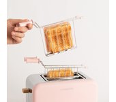 Create - pack toast retro pequeña tostadora para rebanadas anchas + 2 pinzas de rejilla para sándwiches