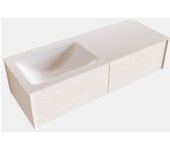Mondiaz lush 120cm mueble de baño color underlayment con 2 cajones. con lavabo cloud izquierda 1 orificio color talc