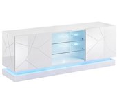 Mueble tv charlotte 127, blanco brillante, blanco, número de puertas: 2.00, 160x57x40cm