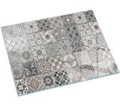 Placa de cristal para chimenea, zócalo protector de chimenea, diseño moderno | 80x60 | rectángulo | patrones de azulejos decorativos