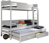 Litera henderson 114, litera con cama extra, gris, 90x190, 90x200, madera, somieres, 98x208x183cm