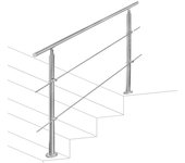 Barandilla de escalera de acero inoxidable para escaleras, pasamanos, interior y exterior, 150 cm, 2 travesaños
