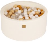 Meowbaby piscina de bolas, round seca para niños, boucle, blanco : dorado/beige/blanco/transparente, 300 pcs, 90x40cm