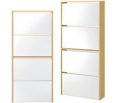 Zapatero de diseño mueble de almacenamiento con 4 compartimentos para 12 pares frente de espejo tablero d 03_0005168