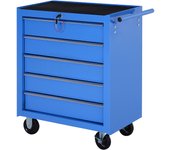 Carro de taller móvil con 5 cajones, caja de herramientas roja, práctico para garaje y taller, con ruedas y cerradura