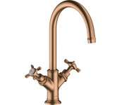 Mezclador de lavabo hansgrohe axor montreux de dos manijas 210, sin juego de desagüe, 16506140, color: brushed bronze