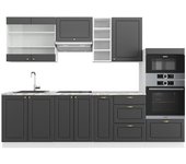 Vicco mueble de cocina fame-line, antracita-oro/blanco, 280 cm , et mármol