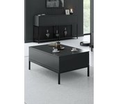 Mesa de café vespero, mesa de centro baja, revistero para sofá, estante de la sala de estar, 90x60h40 cm, antracita y negro