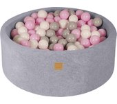 Meowbaby piscina de bolas, round seca para niños, gris claro : blanco/gris/rosa pastel, 200 pcs, 90x30cm
