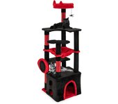 Árbol gótico para gatos de interior torre grande con percha felpa juguete colgante araña tablero rascado hamaca rojo