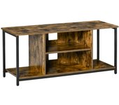 Mueble tv 55 pulgadas con estantes homcom 110x40x50 cm marrón rústico